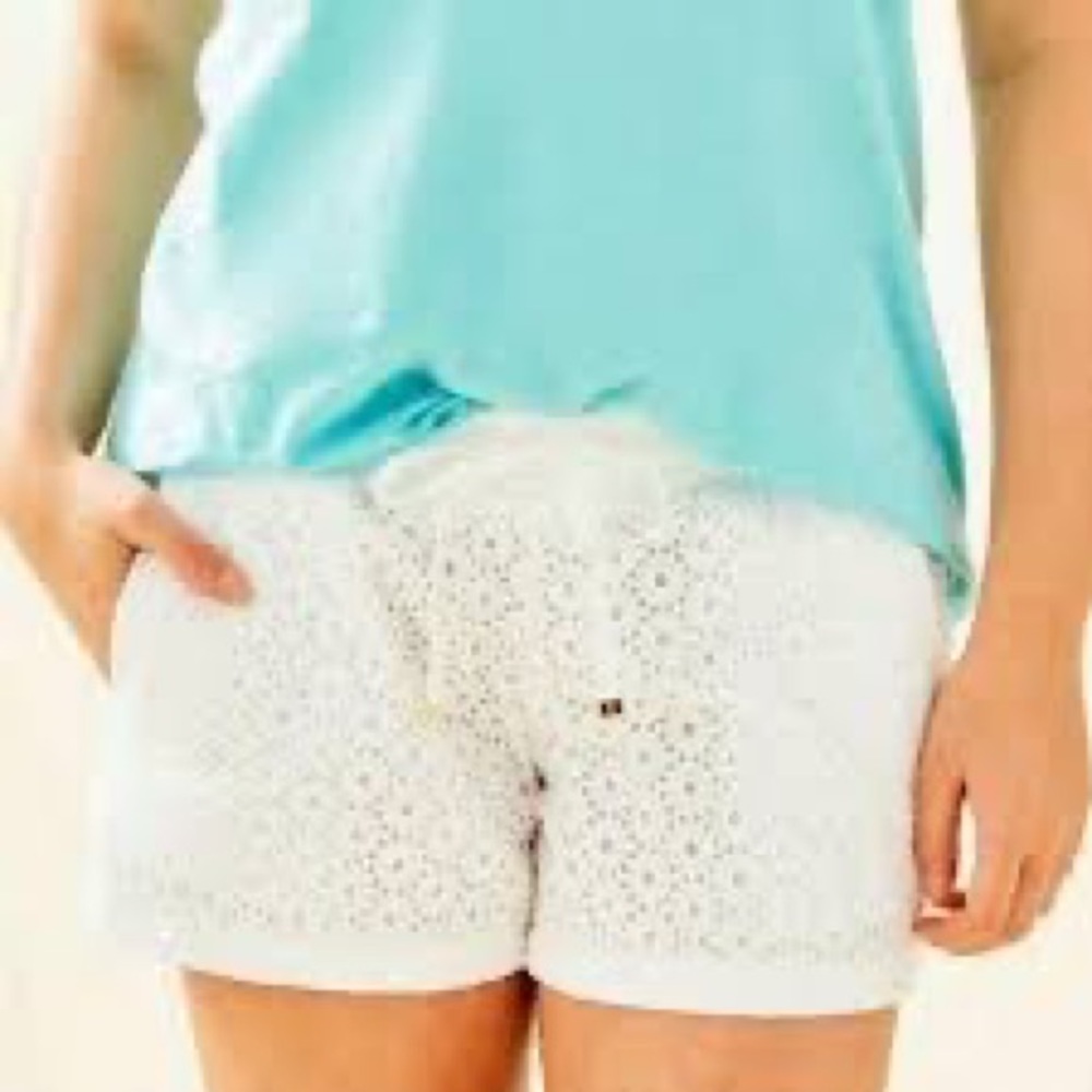 Lilly Pulitzer 4” Baybreeze White Eyelet Shorts NWT